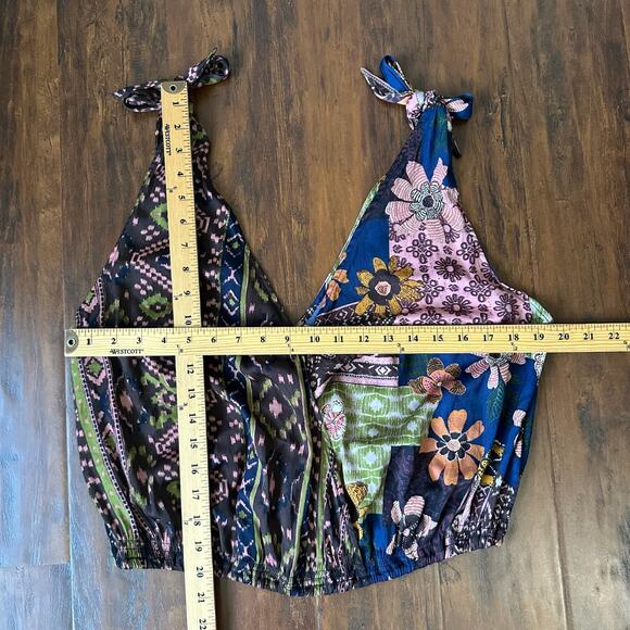 FREE PEOPLE Tied To You Tank Top Multicolor Floral Surplice V-Neck Boho - Picture 10 of 10